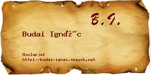 Budai Ignác névjegykártya